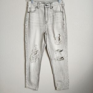 American Eagle Gray Stripe Mom Jeans Size 4